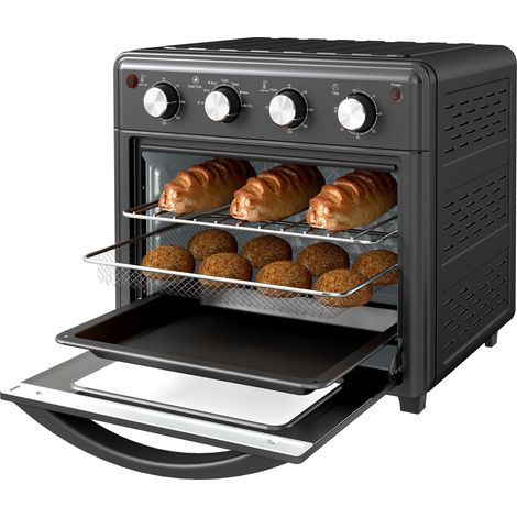 Mini four friteuse à air chaud 90-230°C 7 programmes noir