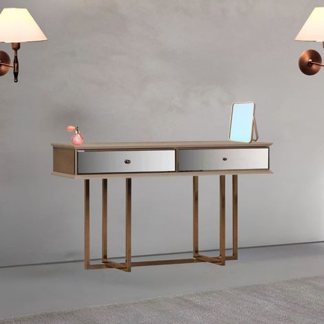 Dresser Eliza gambe oro e 2 cassetti finitura vizon cream 140.5x45.5x80.3H (1/4)