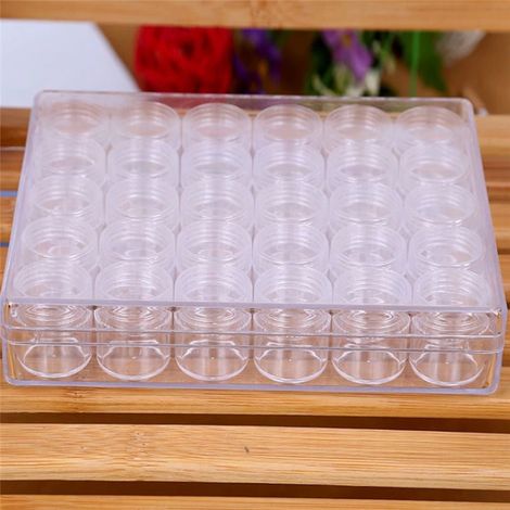 Petits pots ronds de stockage de perles de bijoux en plastique transparent avec boîte rectangulaire (1/3)