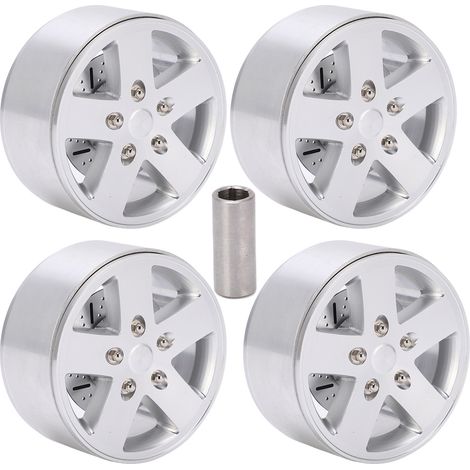 4 pièces Jantes Métalliques 2,2 Pouces avec Disques de Frein pour Voiture RC Axial SCX10 90046 1/10 (1/5)