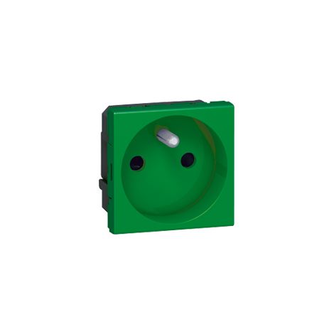 Prise 2P+T Mosaic 2 modules connexion bornes automatiques - vert antimicrobien - Legrand (077116)