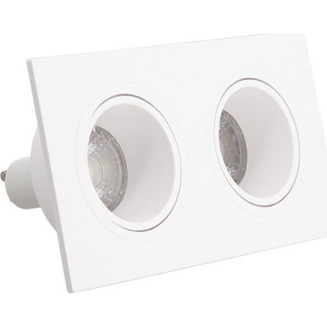 Xanlite – Spot encastrable 2 têtes GU10 50W blanc chaud 2700K – Orientable – Installation rapide – Angle d’éclairage 36° – Durée de vie 15000h (1/5)