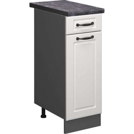 Mobiletto base per cucina R-Line, Bianco casa di campagna, 30 cm , PL Antracite, Vicco (1/4)