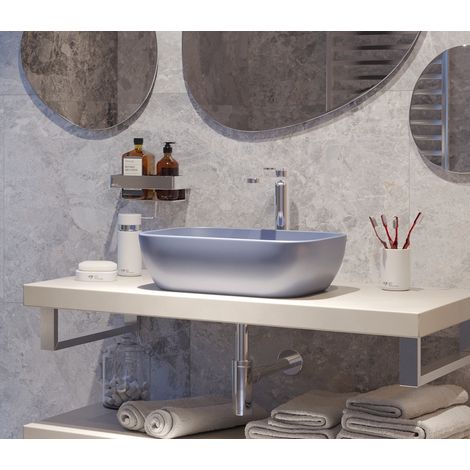 Swiss Aqua Technologies Infinitio Lavabo da appoggio 45,5 x 32,5 x 13,5 cm, senza troppopieno, blu scuro opaco (SATINF4532DBLM)