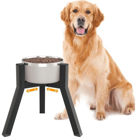Hundenapfständer für mittelgroße bis große Hunde, verstellbare Höhe, 7–10,6 Zoll (18–27 cm), erhöhter Futter- und Wassernapf, 11 Zoll (28 cm) hoch, Einzelhalter, Schwarz, Napf nicht enthalten (1/5)