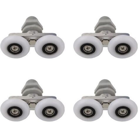 Roulettes Doubles pour Porte de Douche Roulettes pour Porte de Douche Roulettes Coulissantes Porte Salle de Bain Douche Rouleau de Douche de Rechange,Pièces de rechange pour salle de bain 19mm 4 PCS (1/4)