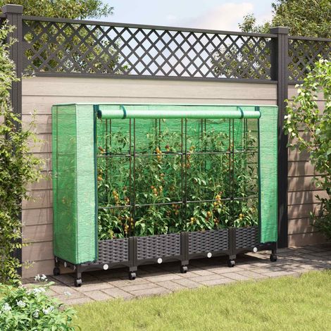 Teenpull – Gartenplanter mit Gewächshausabdeckung und Rädern 4 Stk. Braun (1/5)