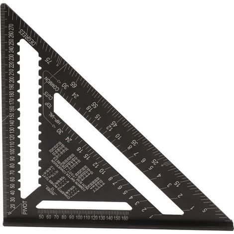 Righello triangolare metrico da 12 pollici, righello ad angolo retto di 90 gradi, righello di misurazione per lavorazione del legno in lega di alluminio