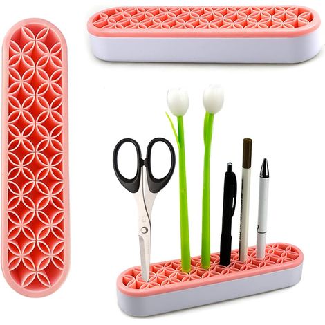 Multi-Purpose Desktop Silicone Cosmetic Box, 5D Diamond Painting Pen Holder Sewing Tool(Pink) (1/5)