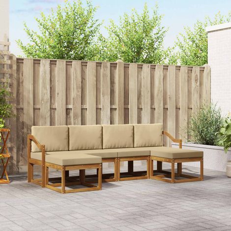 Outdoor-Sofagarnitur 6 pcs Natur und Beige Holzwerkstoff (1/5)