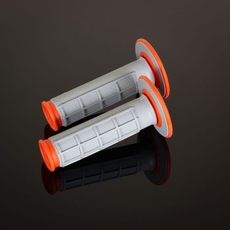 Puños RENTHAL MX Dual Compound 1/2 Waffle, Gris/Naranja