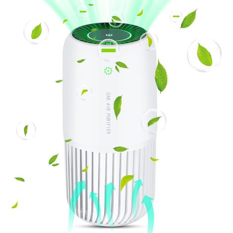 Mini Air Purifier Fights Against 99.97% Of Dust And Smoke, With HEPA Filter Car Air Purifier Suitable For Allergy Sufferers, Smokers (White) (1/5)