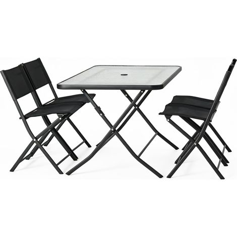 Ensemble table de jardin 130 cm et 4 chaises pliantes MAHON (1/5)
