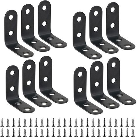 Staffa di fissaggio 40 mm x 40 mm – Acciaio inossidabile nero – Ad angolo retto per mobili e scaffali – Elevata capacità di carico – 40 mm x 40 mm (1/5)