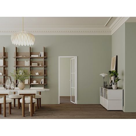 Bloc porte réversible en aluminium et verre trempé - H204 x L83 cm - Blanc - SEROTO (1/4)