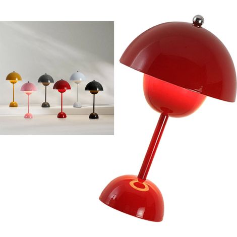 Lampe de table LED, minimaliste, à intensité variable, pour bars, chambres, restaurants, Readin S, prise en fer (3 couleurs de lumière changeantes et interrupteur à bouton-poussoir), bordeaux (1/5)