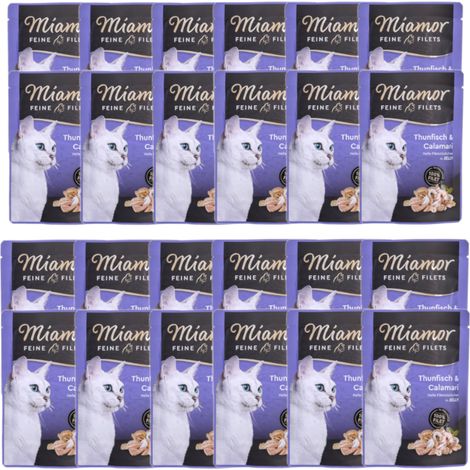 Comida húmeda para gatos miamor Feine Filetes de atún con calamar 24x100g (1/4)