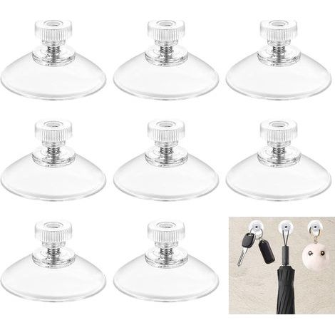 8 Ventouses Ø 40 mm Avec Filetage et Écrou Moleté, Transparentes, Sans Perçage, Ventouses Extra Puissantes, pour Voiture, Fenêtre, Décoration, Camping Car, Salle de Bain,Suspension (1/5)