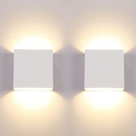 Set di 2 applique a LED per interni, 6W, luce calda 3000K, design moderno e decorativo, ideale per camera da letto, soggiorno e hotel - colore bianco. (1/5)
