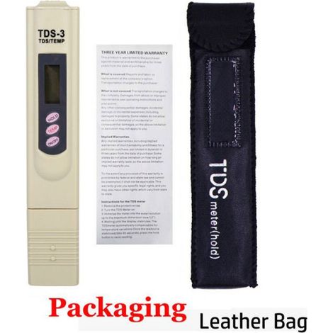 Testeur TDS - Affichage LCD Numérique - Plage de Mesure 0 à 9990 ppm - Stylo de Mesure pour Qualité de l'Eau - Version Portable - 1 Pièce