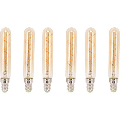 Ortviai Ampoules LED E14 3 W Tubulaires Dorées 20x120 mm – 2 unités pour suspensions, appliques et lampes de bureau