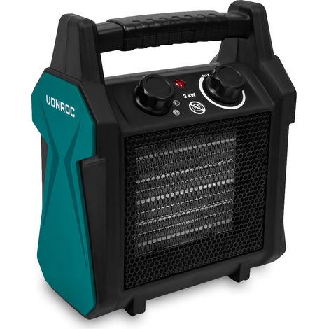Vonroc – Radiateur électrique soufflant 3000W céramique – Débit d'air 322m³/h – Pour espaces jusqu'à 30m² – Protection anti-surchauffe (1/5)