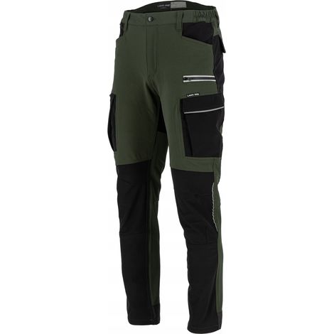 Pantalones de trabajo ajustados de corte elástico verde-negro L Lahti P 1 unidad. (1/5)
