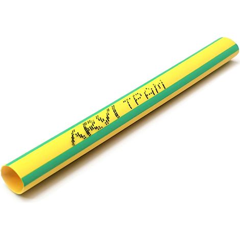 Gaine Thermorétractable - 4/2mm - Vert/jaune - Longueur 1m - Restreint 2:1 - Paroi Fine - Arvi Tpam-4.0-v/a (1/2)