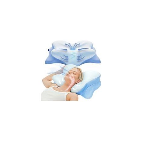 Oreiller Mémoire de Forme Cervical – Oreiller Papillon Rafraîchissant pour Dormeurs Côté, Dos et Ventre (1/4)