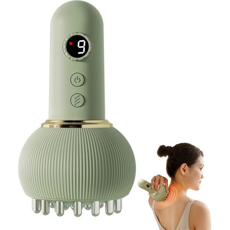 électrique gua sha et schröpfmassagegerät – rechargeable, avec la dépression et de la fonction chauffante – idéal pour stimuler la circulation sanguine et la relaxation (1/5)