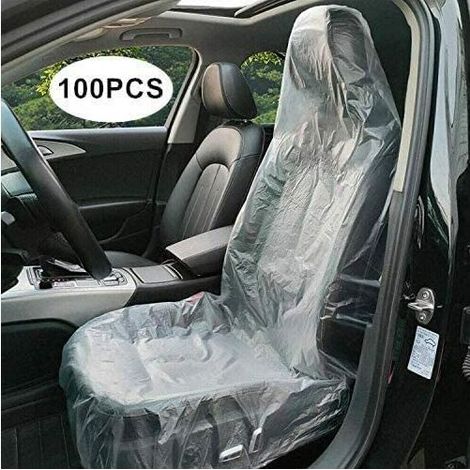 Confezione da 100 coprisedili auto monouso in plastica trasparente - Proteggi la tua auto: questi coprisedili auto monouso in plastica trasparente sono perfetti per proteggere i sedili della tua auto. (1/4)