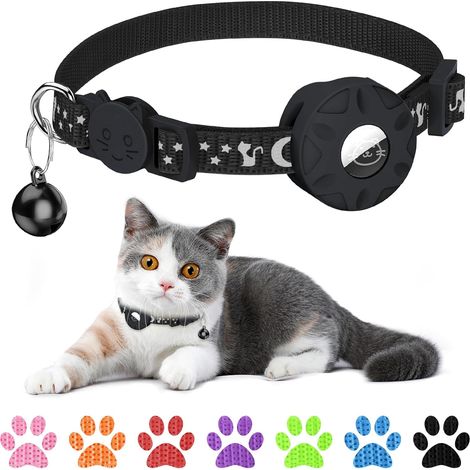 Collier chat avec support pour AirTag réfléchissant boucle de sécurité pour chat et chaton accessoire de suivi compatible Apple