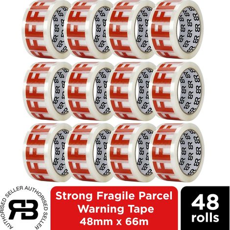 Fragile Tape 48mm x 66m Packing Tape for Parcels & Boxes, 48 Rolls (1/5)