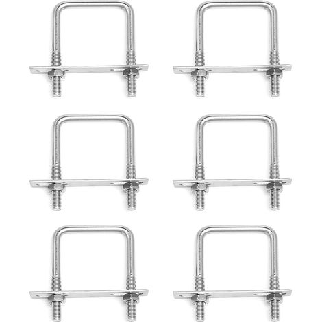 6 Pièces Acier Inoxydable Boulons En U M6 x 65 mm x 80 mm Boulon Carré en U Avec Écrous et Plaque De Cadre Boulons de Serrage Fixation pour Fixation Tuyaus (1/5)