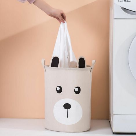 Cesto portabiancheria per bambini con manici a forma di orso, cesto portabiancheria per organizzare i vestiti, pieghevole e impermeabile, adatto per riporre il bucato e i giocattoli dei bambini - albi
