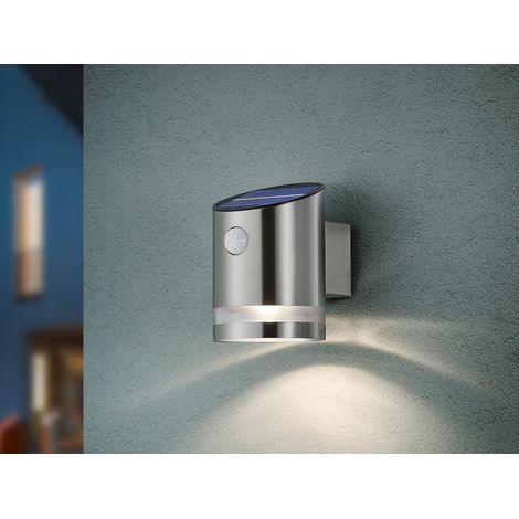 LED Solar Außenwandleuchte SALTA mit Bewegungsmelder, Silber, Höhe 13cm (1/5)