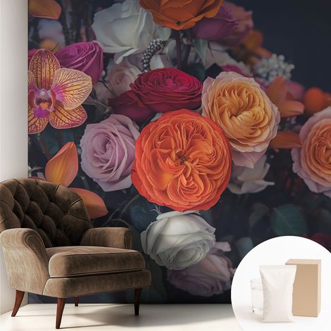 Carta Da Parati Con Design Moderno - Per Rinnovamento Rapido - Non-Woven - Per Interni Moderni Bouquet colorato 250x250 cm (1/5)