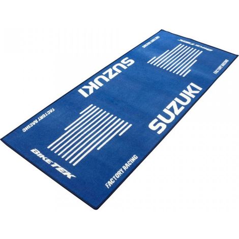 Tapis environnemental Biketek Garage Mat bleu blanc pour moto