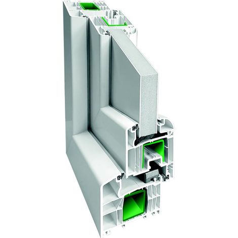 Fenster Kunststoff,80mm,6 Kam. B600 x H600 mm, links 1flg.
