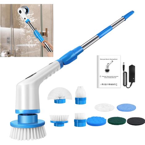 Brosse de nettoyage électrique rotative, équipée de têtes de brosse interchangeables, adaptée au nettoyage de la salle de bain, de la cuisine, des toilettes, des sols carrelés et des murs (1/5)