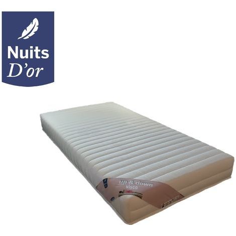 Nuits D'Or – Lot de 2 matelas mémoire de forme 80x200 cm – 20 cm de hauteur – soutien ferme – face de contact mousse à mémoire de forme – oreillers offerts (1/5)
