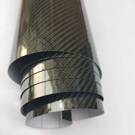 (Vinyle 6D - 20 x 152 cm) Film adhésif vinyle noir effet fibre de carbone pour voiture, ordinateur portable, console, moto, etc. - Autocollants imperméables pour voiture, moto, accès. (1/4)