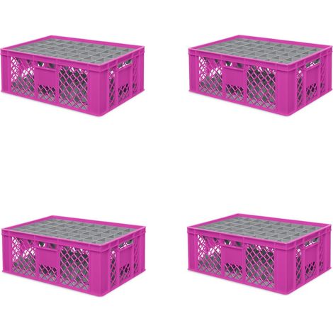 BRB 4x boîte en verre 600x400 mm 40 verres jusqu’à 205 mm de hauteur/diamètre 67 mm, rose