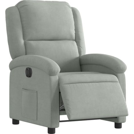 Fauteuil relax TV fonction de levage électrique très confortable en velours gris clair DEC028331