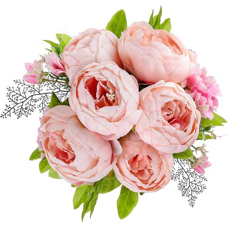 Pivoines artificielles roses, 1 bouquet-AquaForge (1/3)