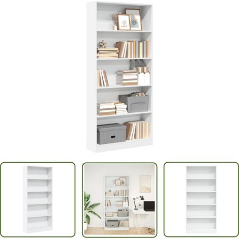 vidaXL Bibliothèque blanc 80x24x176 cm bois d'ingénierie (1/5)