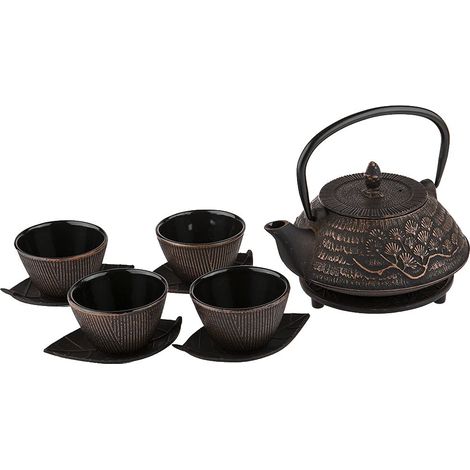 Service à Thé en Fonte Fleurs Cerisiers - 1 Théière, 4 Tasses en Fonte (1/4)
