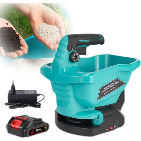 Épandeur d'engrais électrique à 6 vitesses, sans fil, angle d'épandage réglable à 140°,compatible avec les batteries Makita 18 V (1 batterie incluse) (1/5)