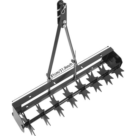 Aérateur de pelouse manuel, 8 pointes, construction en fer durable, noir (1/2)