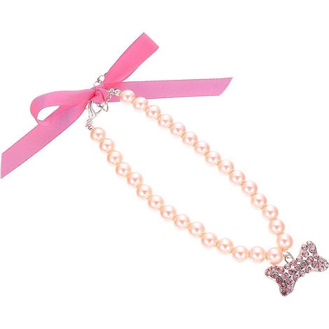 Collar de perlas para mascotas, collar para gatos y perros, para uso decorativo, 5 piezas, color rosa. (1/5)